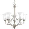 Kensington Brushed Nickel Five-Light Chandelier with Swirled Etched Glass and Tr