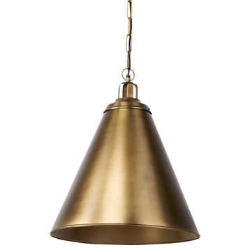 Fenton Antiqued Gold Metal Conical Pendant Light