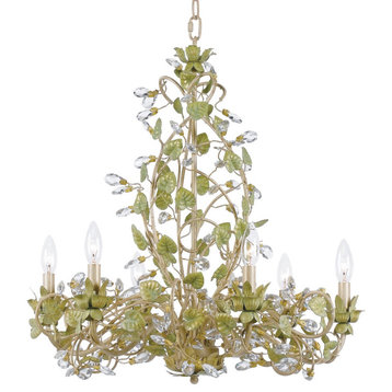 Crystorama 4846-CT 6 Light Chandelier in Champagne Green Tea