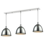 Z-LITE - Z-LITE 711P13-3CH 3 Light Island/Billiard Light - Z-LITE 711P13-3CH 3 Light Island/Billiard Light Fixture, ChromeThe vintage, warehouse loft design of this fixture adds a spacious touch of character for any home. A chrome finish paired with chrome metal shades allows this fixture to be perfect for the game room, or any other room of the house where a touch of character is needed. Collection: MasonFrame Finish: ChromeFrame Material: SteelShade Finish/Color: ChromeShade Material: SteelDimension(in): 55(L) x 13(W) x 13(H)Chain Length(in): 9x12" + 3x6" + 3x3" RodsCord/Wire Length(in): 110"Bulb: (3)100W Medium base,Dimmable(Not Included)UL Classification/Application: CUL/cETLu/Dry
