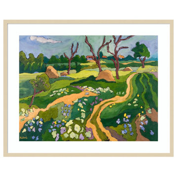 Blooming Countryside With Trees by Marta Martonfibenke Framed Wall Art 41 x 33