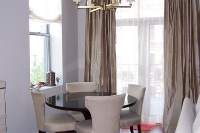 Inspiration for a mid-sized timeless dark wood floor dining room remodel in Philadelphia with beige walls and no fireplace