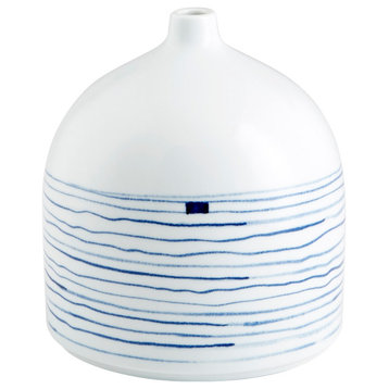 Cyan Whirlpool Vase 10802 - Blue and White