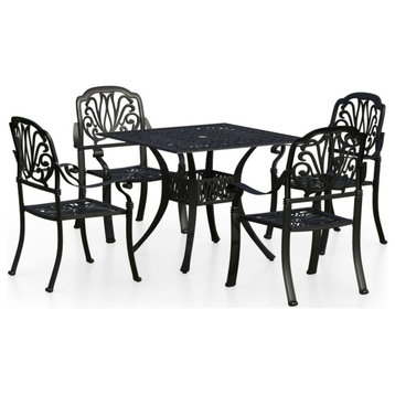 vidaXL Bistro Set Table and Chair Bistro Table 5 Piece Cast Aluminum Black