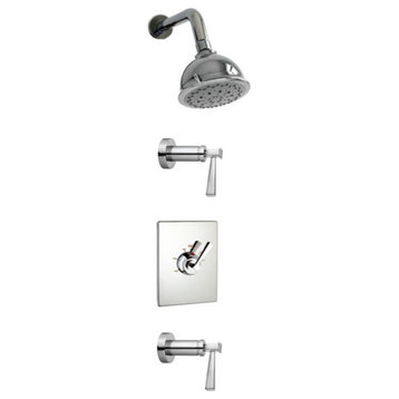 Plaza Thermostatic Tub and Shower Set, Brushed Nickel