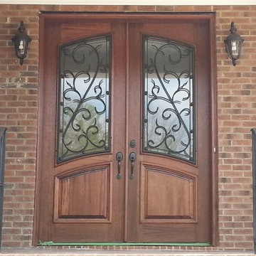 Wood Doors with Wrought Iron