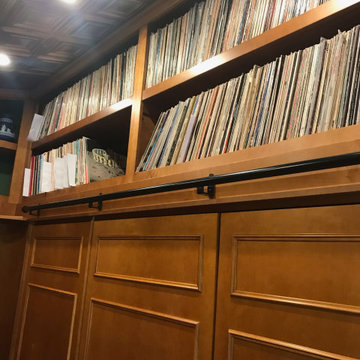Paneled boardroom with hidden kitchen