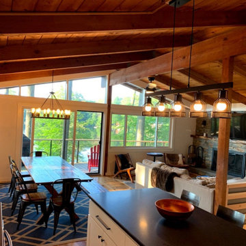 Character Hickory Plank Flooring, Open Concept Living Area