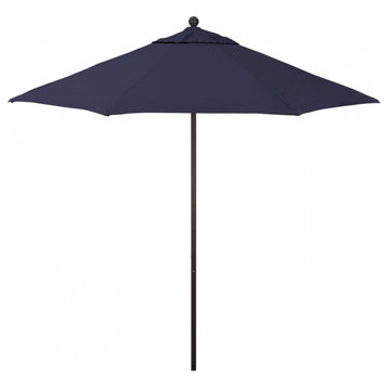 9' Patio Umbrella Bronze Pole Fiberglass Ribs Push Lift Pacific Premium, Captains Navy