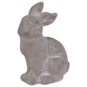 Cement Sitting Rabbit Figurine, Concrete Finish Gray