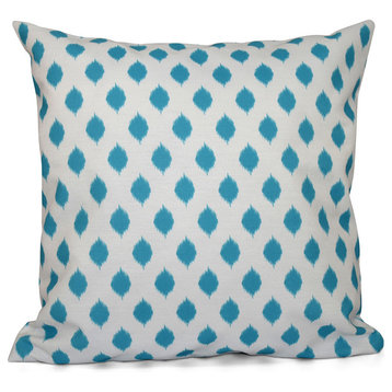 Cop-Ikat Geometric Print Pillow, Turquoise, 20"x20"