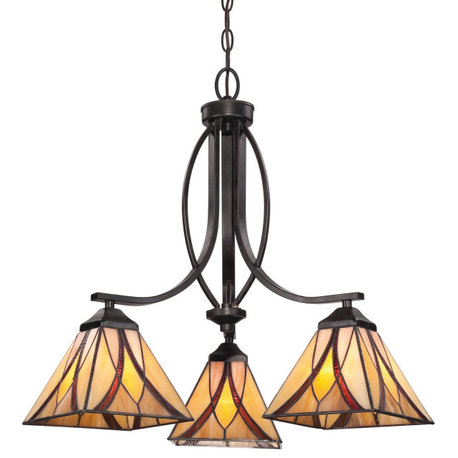 Roseto QZCH8021 Terrell 3 Light 23"W Chandelier - Valiant Bronze