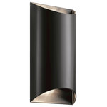 Kichler - Kichler Wesley Outdoor LED 2-Light LED Wall-Light 49279BKLED, Black - Wesley 2 Light LED Outdoor Wall Light mirrors the lines and shapes found on your contemporary home. The half-moon silhouette at top and bottom is lined with etched glass to shed brilliant light. To finish this sleek look our Wall Light is finished with Architectural Black.