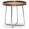 Baxton Studio Lomax Round Walnut Modern End Table with Black Glass Top