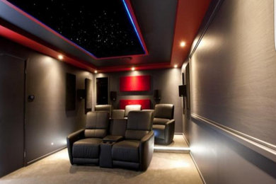 Photo of an arts and crafts home theatre in Sydney.