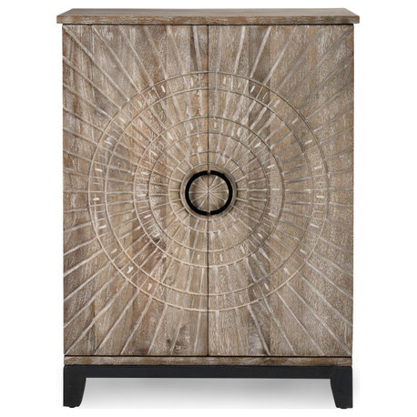 Vivienne Mango Wood Wine Cabinet by Kosas Home, Antique Grey