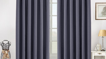 High Quality Blackout Fabric Ready Made Curtains In Black Color