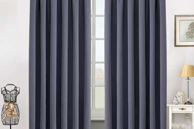 High Quality Blackout Fabric Ready Made Curtains In Black Color