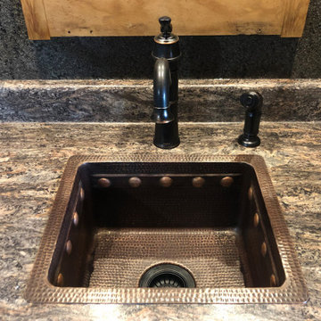 16" Gourmet Rectangular Hammered Copper Bar Sink w/ Barrel Strap (BREC16DBBS)