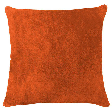 Natural Torino Cowhide Pillow 18"x18", Orange