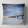 Long Concrete Pier into Sea Sea Bridge Throw Pillow, 18"x18"