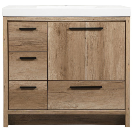 Walker Natural Oak-Light Bathroom Vanity, Natural Oak, 36"
