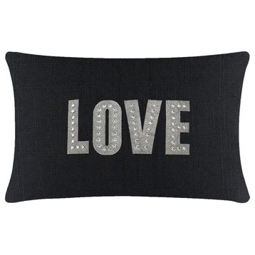 Sparkles Home Love Montaigne Pillow, Black, 14x20"