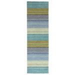 Company C - Brushstroke Rug, Blue, 2'6" X 8' Runner - Our hand-made Brushstroke rug comes alive on a canvas of hand-tufted pure wool, and is enlivened by a melange of muted colors and a painterly design.