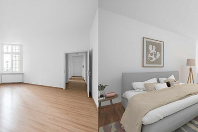 Example of a minimalist family room design in Other