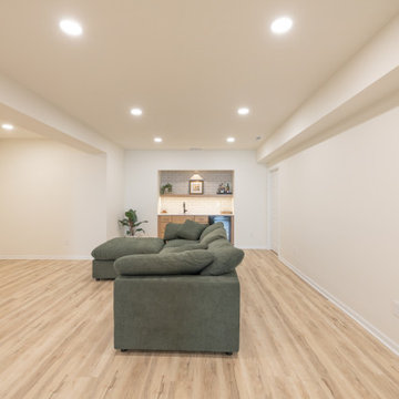 Modern Parkville Basement Remodel with Media Zone + Flex Spaces