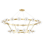 Hudson Valley Lighting - Austen 30-Light Chandelier Aged Brass Finish White Spanish Alabaster - Lighting Specs: