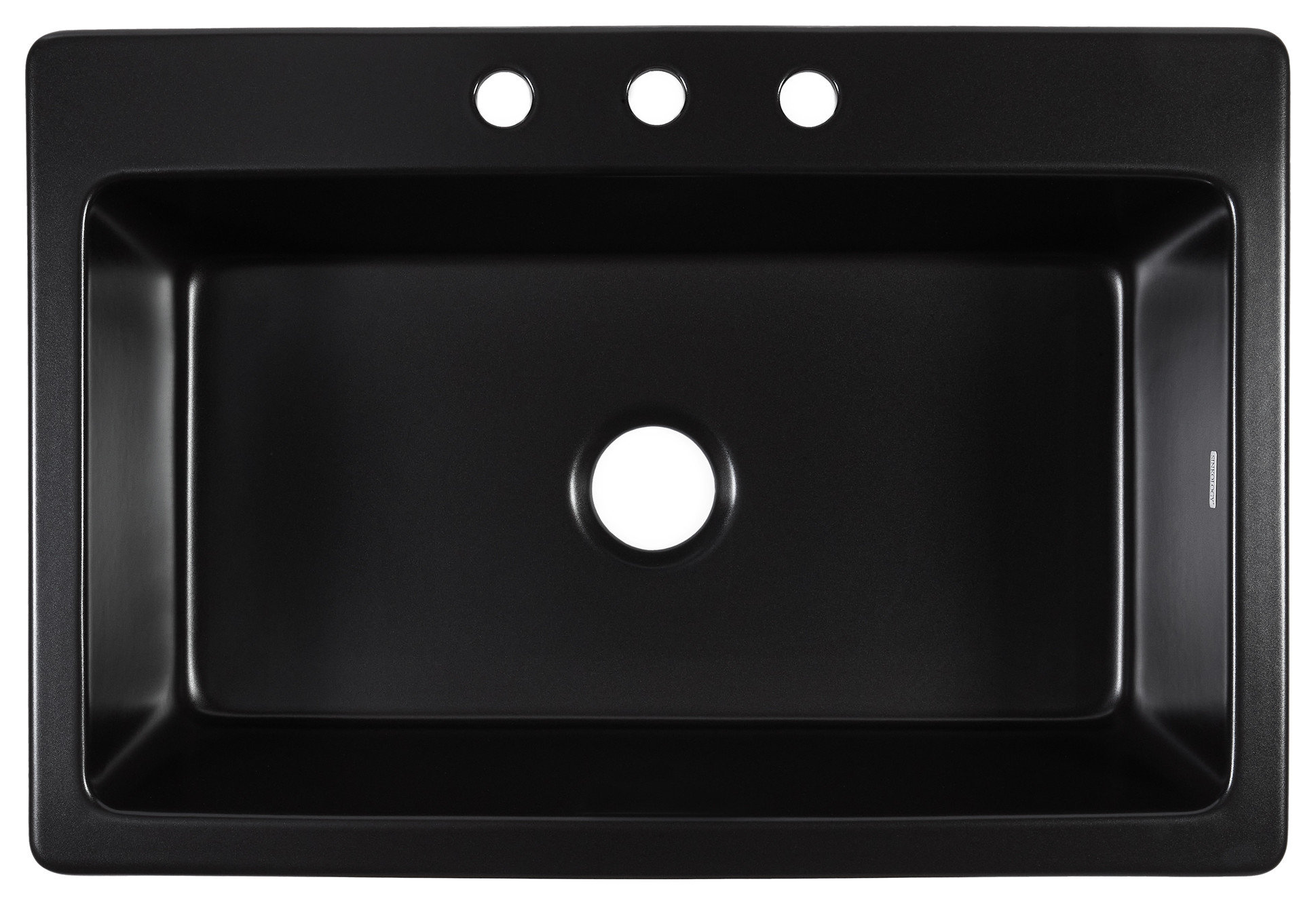 Jackson Matte Black Fireclay 33" Single Bowl Drop-In Kitchen Sink with 3 Holes