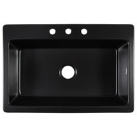 Jackson Matte Black Fireclay 33" Single Bowl Drop-In Kitchen Sink with 3 Holes