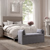 Rustic Manor Katarina Bench Upholstered, Linen, Light Gray