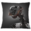 Skull in Liquid Abstract Portrait Throw Pillow, 16"x16"