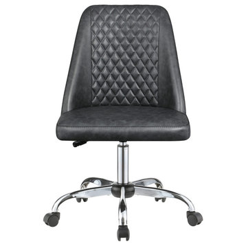 Upholstered Diamond Tufted Back Office Chair, Gray