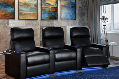 Example of a trendy home theater design