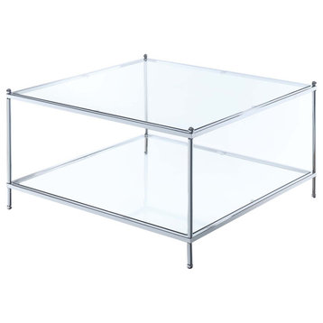 Royal Crest 2 Tier Square Glass Coffee Table