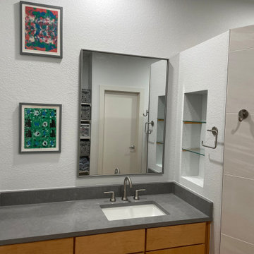 MASTER BATHROOM - Large Shower with 16" x 32" Porcelain Tile, Hex Floor Tile