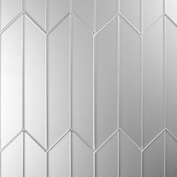 Abolos - Reflections 3.75 in x 11.75 in Glass Mirror Chevron Tile in Matte Silver - Mosaic Tile