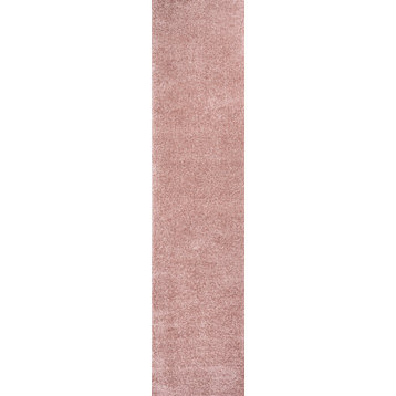 Haze Solid Low-Pile Runner Rug, Pink, 2 X 8