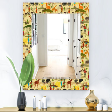 Designart Ethnic African Texture Bohemian And Eclectic Frameless Vanity Mirror,