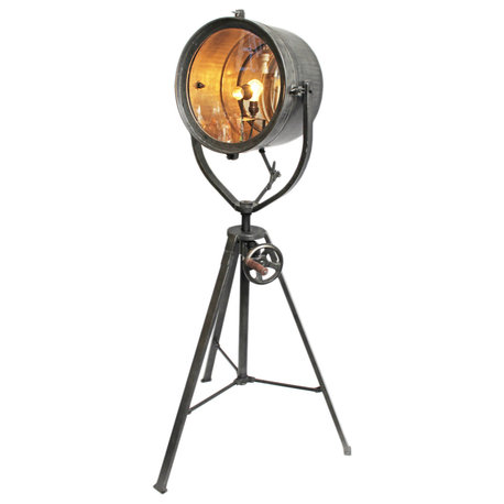 Industrial Gunmetal Spotlight Floor Lamp