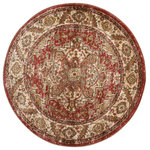 Nourison - Delano Persian Area Rug, Brick, 3'4" Round - An exquisitely figured medallion motif, framed by the elegant lines of a traditional diamond panel design. In softly antiqued tones of carnelian red, the perfect area rug to bring a feeling of subtle drama to that special room in your home. Expertly power-loomed from top quality polypropylene yarns for luxuriously supple texture and years of lasting beauty.