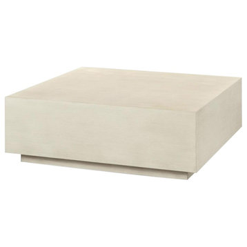 Cocktail Table Drift White Gray Acacia Dramatic Modern Chunky Square