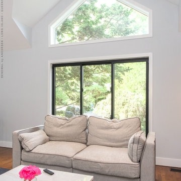 New Windows in Stylish Living Room - Renewal by Andersen Long Island, Brooklyn &