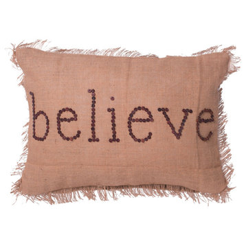 Vickerman 14" x 20" Holiday Words Believe Pillow