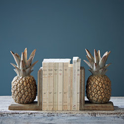 Gold Pineapple Bookends - Bookends