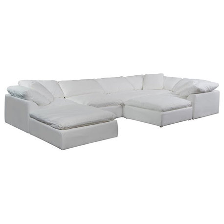 Sunset Trading Puff 7-Piece Fabric Slipcovered Modular Sectional in White