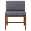 Modular Outdoor Acacia Armless Chair, Brown